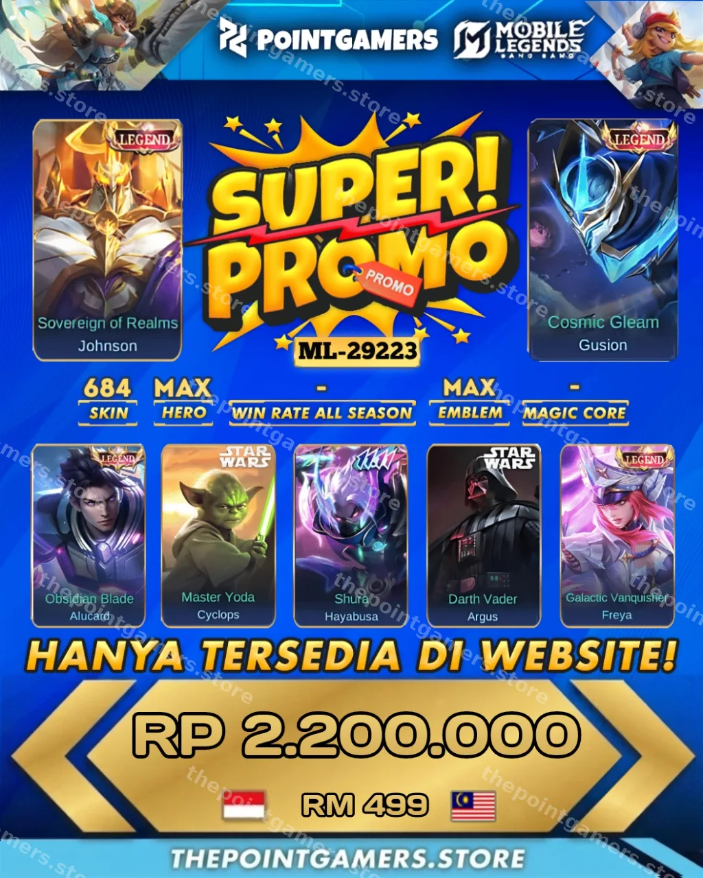 PROMO  FREYA LEGEND, JOHNSON LEGEND, ALUCARD LEGEND, GUSION LEGEND 1